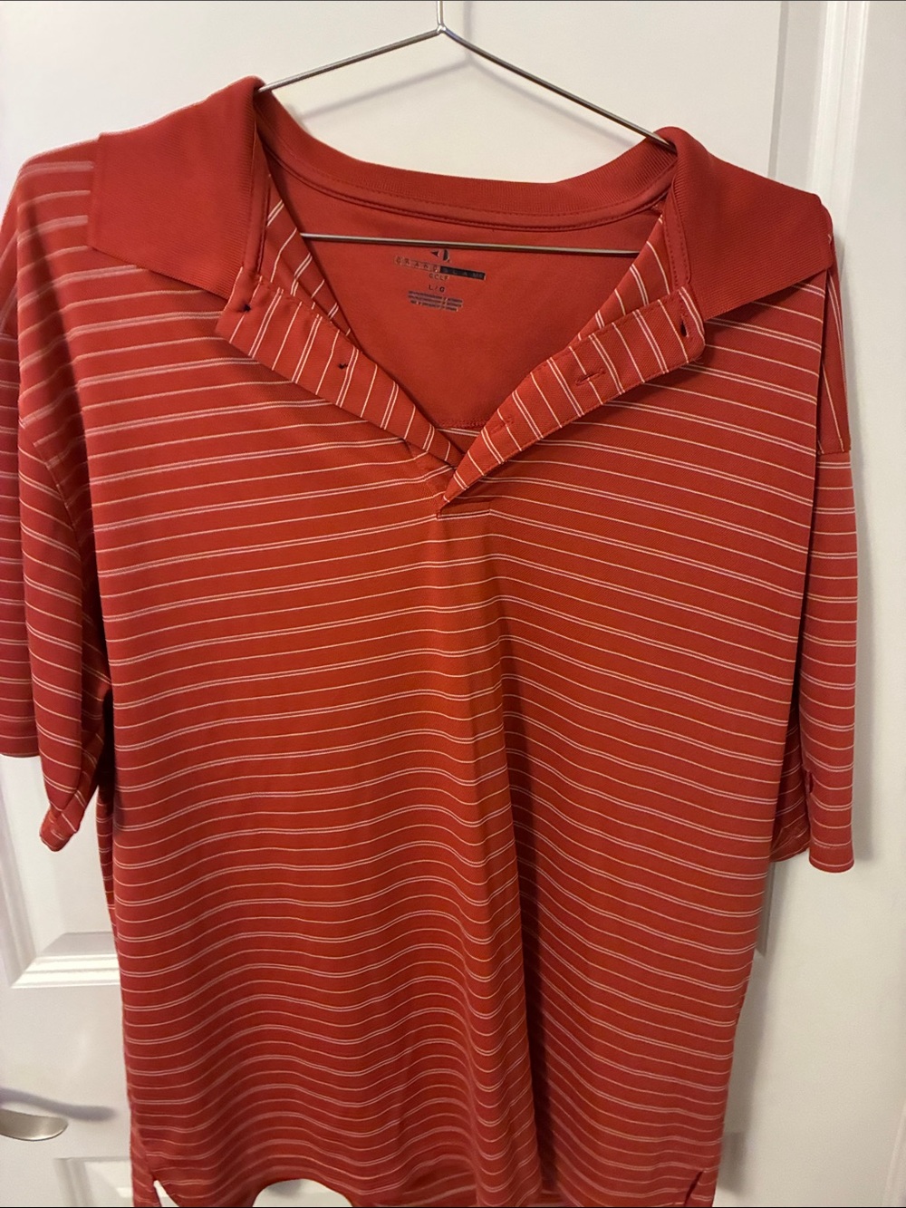 Grand Slam Rust Red Striped Men's Polo